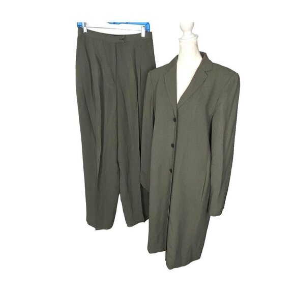 VALERIE STEVENS Pants & Long Blazer Set Gray 10 45-9